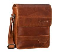 STILORD 'Sven' Bolso Hombre Cuero Pequeño Piel Vintage para Hombres Bolsito Mensajero Bolsa de Hombro o Bandolera para DIN A5 o Tablet Cuero Auténtico, Color:maraska - marrón