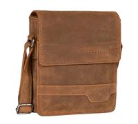 STILORD Sven Bolso Hombre Cuero Pequeño Piel Vintage para Hombres Bolsito Mensajero Bolsa de Hombro o Bandolera para DIN A5 o Tablet Cuero Auténtico Color:Tan marrón - Oscuro