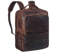 STILORD Thomas Mochila de Cuero portátil 17 Pulgadas Mochila Negocios para Hombres y Mujeres Mochila portátil Grande de Trabajo señoras con Soporte Trolley Vintage Color:Florida - marrón
