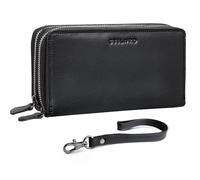 STILORD 'Thor' Carteras para Hombre Piel Grandes Billetero Largo Monedero Cartera Anti RFID y NFC para 25 Tarjetas y Móvil Bolso de Mano de Hombre con Muñequera Cuero, Color:Negro