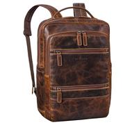 STILORD 'Torben' Mochila Cuero Portatil 15-16 Pulgadas - Mochila Piel Autentica con Varios Compartimentos - Mochila Trabajo Hombre y Mujer con Soporte para Carrito, Color:luino - marrón