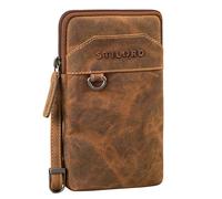 STILORD 'Tyrell' Pecho Bolsa Hombres Cuero Hombro Bolsa con Cinturón Loop Teléfono Móvil Bolsa Crossbody Cuello Bolsa Vintage Viaje Cinturón Hombre, Color:Bergamo - marrón
