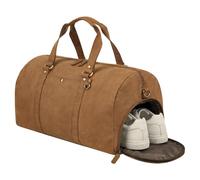 STILORD Ventura Bolsa de Viaje Grande de Cuero para Hombre Weekender 40L con Compartimento para Zapatos - Duffle Bag Vintage Travel Bag Piel Autentica de Mano y Fitness Color:Tan marrón - Oscuro