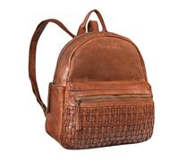 STILORD 'Wichita' Mochila de Cuero Pequeña para Mujer Trenzada estilo Vintage Boho - Mochila Urbana de Piel Suave para Ciudad Viaje Ocio y Diario, Color:albi - washed - cognac