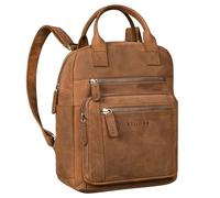 STILORD 'Zane' Premium Mochila de Ocio de luero de Señora Mediana-Grande - Ideal Como Mochila de Viaje con Poporte Para Trolley - 12 Pulgadas, Color:tan marrón - oscuro