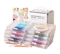 Stilos de tinta de gel de colores - rotuladores artísticos - Bolígrafos de tinta colorida de flujo fluido de gran capacidad con caja de almacenamiento para dibujo, garabatos scrapbooking diario