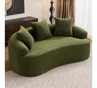 Stimfay Sofá De Dos Plazas, Pequeño Moderno, Incluye 3 Cojines, 153cm, Sin Montaje, Ideal For Pequeños Apartamentos, Residencias Estudiantes Y Oficinas(Green)