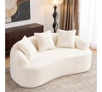 Stimfay Sofá De Dos Plazas, Pequeño Moderno, Incluye 3 Cojines, 153cm, Sin Montaje, Ideal For Pequeños Apartamentos, Residencias Estudiantes Y Oficinas(White)