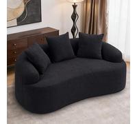 Stimfay Sofá De Dos Plazas, Pequeño Moderno, Incluye 3 Cojines, 153cm, Sin Montaje, Ideal For Pequeños Apartamentos, Residencias Estudiantes Y Oficinas(Black)