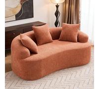 Stimfay Sofá De Dos Plazas, Pequeño Moderno, Incluye 3 Cojines, 153cm, Sin Montaje, Ideal For Pequeños Apartamentos, Residencias Estudiantes Y Oficinas(Orange)