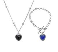 Stimmungs Halskette - 60cm Herz Anhänger | Legierung Temperaturempfindlicher Schmuck, Farbwechselnde Pulloverkette Für Damen Mädchen Romantisches Geschenk Valentinstag Nischentrend Schlüsselbeinkette