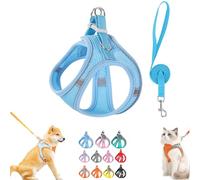 Stimulating Cat Harness Design for Outdoor Cats, Adjustable Soft Mesh Vest-Style Harness with Reflective Safety Straps, Adjustable,Allowing Cats to Safe and Stress-Free (Blue,XS)