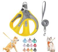 Stimulating Cat Harness Design for Outdoor Cats, Adjustable Soft Mesh Vest-Style Harness with Reflective Safety Straps, Adjustable,Allowing Cats to Safe and Stress-Free (Yellow,s)