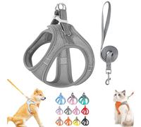 Stimulating Cat Harness Design for Outdoor Cats, Adjustable Soft Mesh Vest-Style Harness with Reflective Safety Straps, Adjustable,Allowing Cats to Safe and Stress-Free (Gray,XXXS)