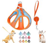 Stimulating Cat Harness Design for Outdoor Cats, Adjustable Soft Mesh Vest-Style Harness with Reflective Safety Straps, Adjustable,Allowing Cats to Safe and Stress-Free (Orange Blue,XXS)
