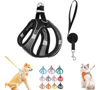 Stimulating Cat Harness Design for Outdoor Cats, Adjustable Soft Mesh Vest-Style Harness with Reflective Safety Straps, Adjustable,Allowing Cats to Safe and Stress-Free (Black,s)