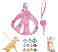 Stimulating Cat Harness Design for Outdoor Cats, Adjustable Soft Mesh Vest-Style Harness with Reflective Safety Straps, Adjustable,Allowing Cats to Safe and Stress-Free (Pink,L)