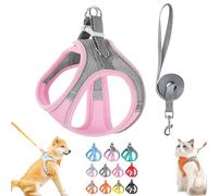 Stimulating Cat Harness Design for Outdoor Cats, Adjustable Soft Mesh Vest-Style Harness with Reflective Safety Straps, Adjustable,Allowing Cats to Safe and Stress-Free (Gray-Pink,XS)