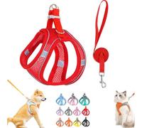 Stimulating Cat Harness Design for Outdoor Cats, Adjustable Soft Mesh Vest-Style Harness with Reflective Safety Straps, Adjustable,Allowing Cats to Safe and Stress-Free (Red,XS)