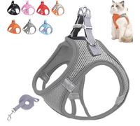 Stimuli Cat Harness, Cat Harness and Leash, Soft Breathable Adjustable Vest Harnesses for Cats, for Cats Walking (Gray,S)