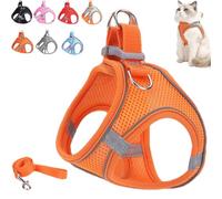 Stimuli Cat Harness, Cat Harness and Leash, Soft Breathable Adjustable Vest Harnesses for Cats, for Cats Walking (Orange,L)