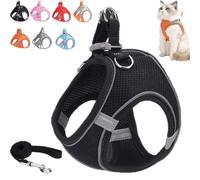 Stimuli Cat Harness, Cat Harness and Leash, Soft Breathable Adjustable Vest Harnesses for Cats, for Cats Walking (Black,L)