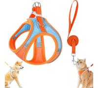 Stimuli Cat Harness Design For Outdoor Cat, Escape Proof Vest, Reflective Safety, Soft & Adjustable No Pull Harness (Blue Orange,L)