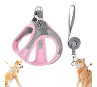 Stimuli Cat Harness Design For Outdoor Cat, Escape Proof Vest, Reflective Safety, Soft & Adjustable No Pull Harness (Pink Grey,XXXS)
