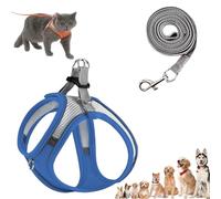 Stimuli Cat Harness Design for Outdoor Cats, Escape Proof Lightweight Adjustable Soft Mesh Vest with Reflective Safety Strips, Breathable No Pull for Kittens to Adult Cats (Blue B,M (for 6.5-8.5kg))