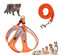 Stimuli Cat Harness Design for Outdoor Cats, Escape Proof Lightweight Adjustable Soft Mesh Vest with Reflective Safety Strips, Breathable No Pull for Kittens to Adult Cats (Orange,L (for 8.5-10kg))