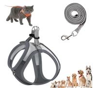 Stimuli Cat Harness Design for Outdoor Cats, Escape Proof Lightweight Adjustable Soft Mesh Vest with Reflective Safety Strips, Breathable No Pull for Kittens to Adult Cats (Grey,L (for 8.5-10kg))