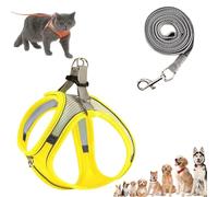 Stimuli Cat Harness Design for Outdoor Cats, Escape Proof Lightweight Adjustable Soft Mesh Vest with Reflective Safety Strips, Breathable No Pull for Kittens to Adult Cats (Yellow,L (for 8.5-10kg))