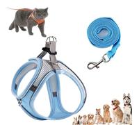 Stimuli Cat Harness Design for Outdoor Cats, Escape Proof Lightweight Adjustable Soft Mesh Vest with Reflective Safety Strips, Breathable No Pull for Kittens to Adult Cats (Blue A,XXS (for 1.5-3kg))