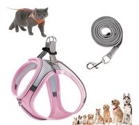 Stimuli Cat Harness Design for Outdoor Cats, Escape Proof Lightweight Adjustable Soft Mesh Vest with Reflective Safety Strips, Breathable No Pull for Kittens to Adult Cats (Pink,S (for 4.5-6.5kg))