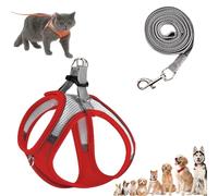 Stimuli Cat Harness Design for Outdoor Cats, Escape Proof Lightweight Adjustable Soft Mesh Vest with Reflective Safety Strips, Breathable No Pull for Kittens to Adult Cats (Red A,L (for 8.5-10kg))