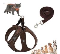 Stimuli Cat Harness Design for Outdoor Cats, Escape Proof Lightweight Adjustable Soft Mesh Vest with Reflective Safety Strips, Breathable No Pull for Kittens to Adult Cats (Brown B,XXS (for 1.5-3kg))