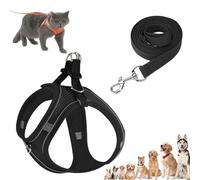Stimuli Cat Harness Design for Outdoor Cats, Escape Proof Lightweight Adjustable Soft Mesh Vest with Reflective Safety Strips, Breathable No Pull for Kittens to Adult Cats (Black,M (for 6.5-8.5kg))
