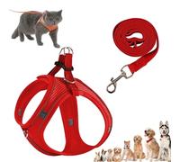 Stimuli Cat Harness Design for Outdoor Cats, Escape Proof Lightweight Adjustable Soft Mesh Vest with Reflective Safety Strips, Breathable No Pull for Kittens to Adult Cats (Red B,S (for 4.5-6.5kg))