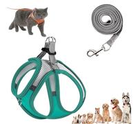 Stimuli Cat Harness Design for Outdoor Cats, Escape Proof Lightweight Adjustable Soft Mesh Vest with Reflective Safety Strips, Breathable No Pull for Kittens to Adult Cats (Green,XXS (for 1.5-3kg))