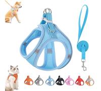 Stimuli Cat Harness Design for Outdoor Cats, Stimulicat Harness Adjustable Soft Mesh Vest with Reflective Safety Strips, Easy to Wear, Allowing Cats to Safe and Stress-Free (Blue)