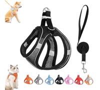 Stimuli Cat Harness Design for Outdoor Cats, Stimulicat Harness Adjustable Soft Mesh Vest with Reflective Safety Strips, Easy to Wear, Allowing Cats to Safe and Stress-Free (Black)