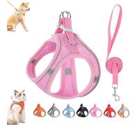 Stimuli Cat Harness Design for Outdoor Cats, Stimulicat Harness Adjustable Soft Mesh Vest with Reflective Safety Strips, Easy to Wear, Allowing Cats to Safe and Stress-Free (Pink)