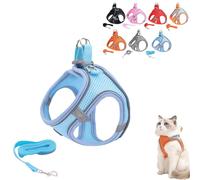 Stimuli Cat Harness, Escape Proof Soft Adjustable Vest Harnesses for Cats, with Traction Rope, for Cats Walking (Blue,XXS)