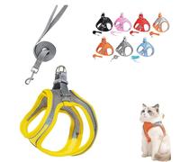 Stimuli Cat Harness, Escape Proof Soft Adjustable Vest Harnesses for Cats, with Traction Rope, for Cats Walking (Yellow,XXS)