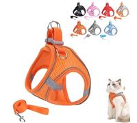 Stimuli Cat Harness, Escape Proof Soft Adjustable Vest Harnesses for Cats, with Traction Rope, for Cats Walking (Orange1,S)