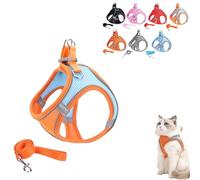 Stimuli Cat Harness, Escape Proof Soft Adjustable Vest Harnesses for Cats, with Traction Rope, for Cats Walking (Orange2,XXXS)