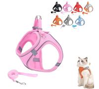 Stimuli Cat Harness, Escape Proof Soft Adjustable Vest Harnesses for Cats, with Traction Rope, for Cats Walking (Pink,M)