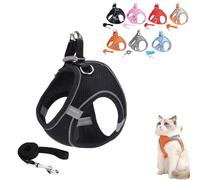 Stimuli Cat Harness, Escape Proof Soft Adjustable Vest Harnesses for Cats, with Traction Rope, for Cats Walking (Black,S)