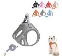 Stimuli Cat Harness, Escape Proof Soft Adjustable Vest Harnesses for Cats, with Traction Rope, for Cats Walking (Gray,L)