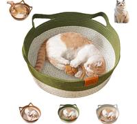 Stimulicat Cat Bed, Stimulicat Handwoven Basket, Cat Bed Rope Cotton, Foldable Scratchable Hammock with Cats Ear Design, Breathable & Easy to Clean, for Small & Large Pets (Green,Medium)